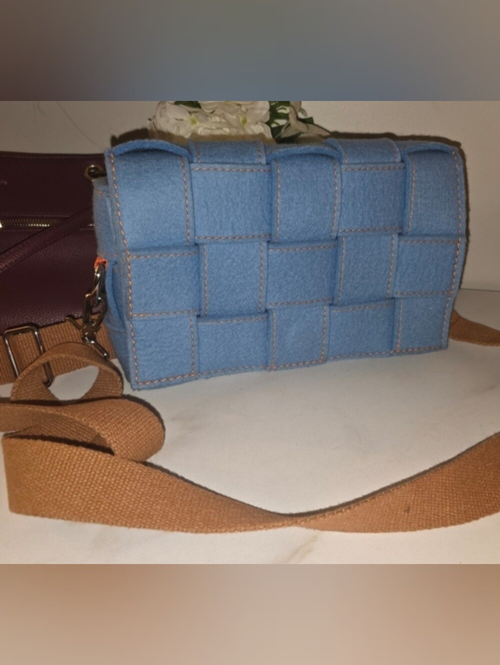 Blue Woven Crossbody Bag - Unbranded